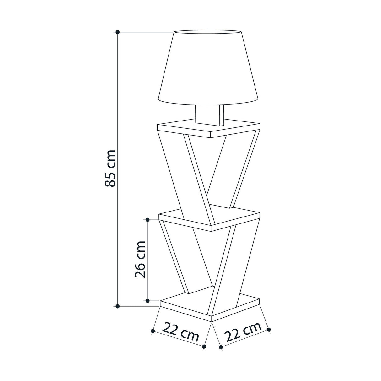 Noptiera cu lampadar Tight me Kozena, Stejar, 22x85x22 cm