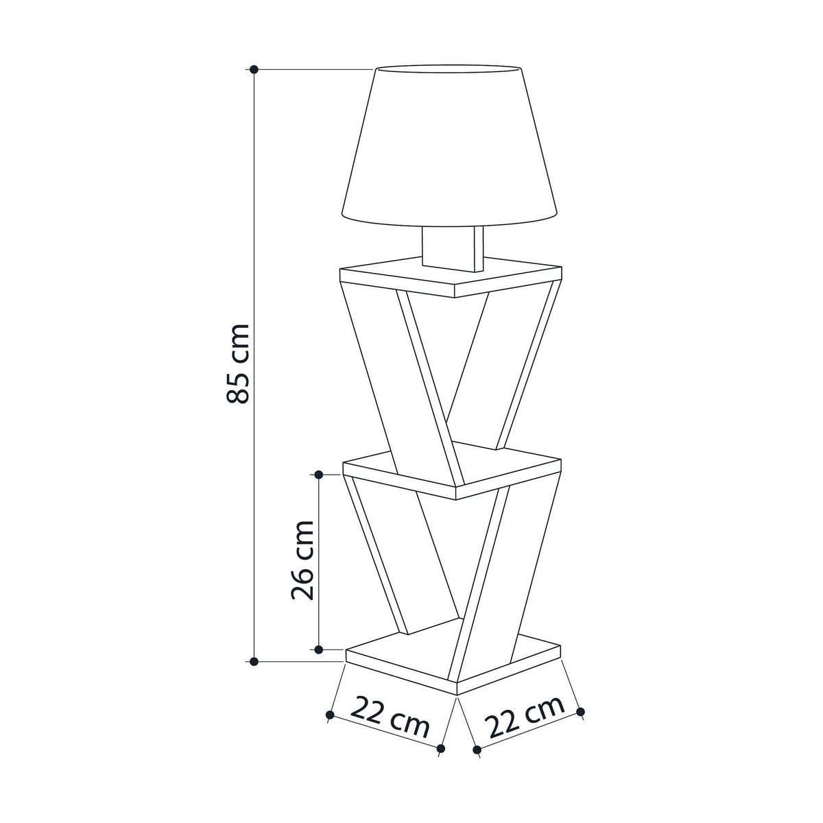 Noptiera cu lampadar Tight me Kozena, Stejar, 22x85x22 cm, perspectiva suplimentara