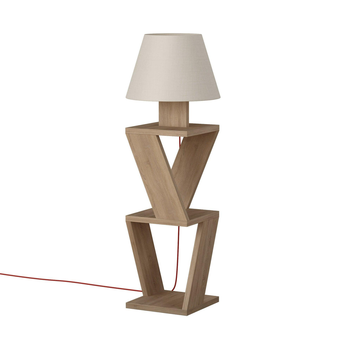 Noptiera cu lampadar Tight me Kozena, Stejar, 22x85x22 cm
