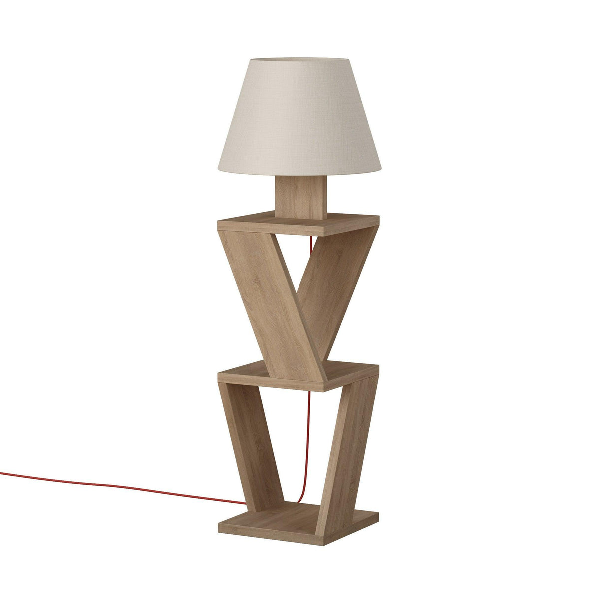Noptiera cu lampadar Tight me Kozena, Stejar, 22x85x22 cm, imagine suplimentara