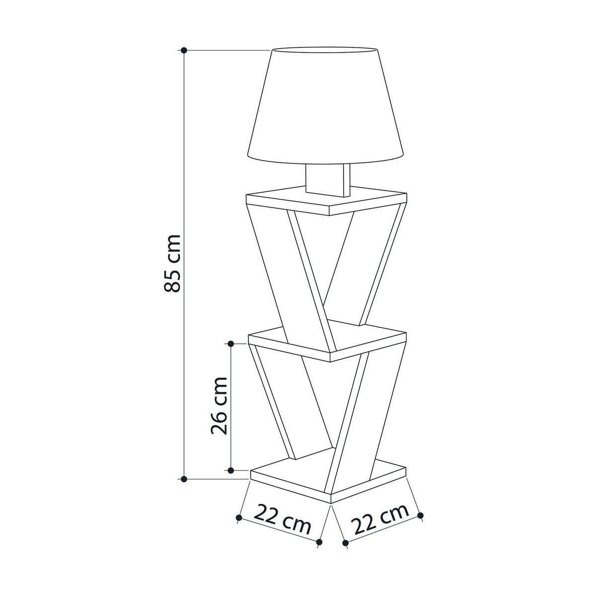 Noptiera cu lampadar Tight me Kozena, Stejar, 22x85x22 cm, detaliu produs