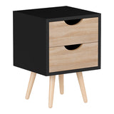 Noptiera Selma, Lemn de pin, 30x30x45 cm - Negru-Sonoma