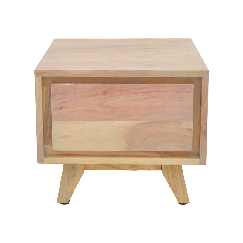 Noptiera Emira, Lemn de salcam, Natural, 40x40x35 cm