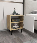 Noptiera Hastikoz cu usa, Alb - Stejar - Lemn, Natural, 45x65x35 cm - Stejar Alb