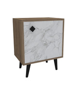 Noptiera Hastikoz cu usa, Alb - Stejar - Lemn, Natural, 45x65x35 cm - Hitit Stone
