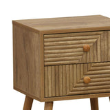 Noptiera Historic cu 2 sertare lemn, Natural, 38x32x54 cm