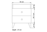 Noptiera Lux Cash cu 2 Sertare, Alb, 45x56x37 cm