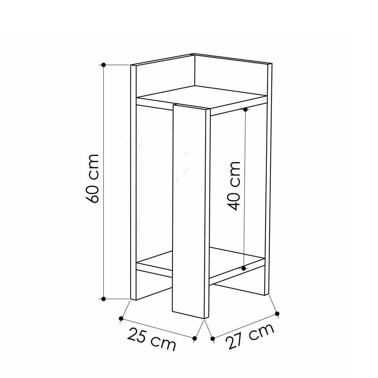 Noptiera Peder 2 buc, Alb, 25x60x27 cm