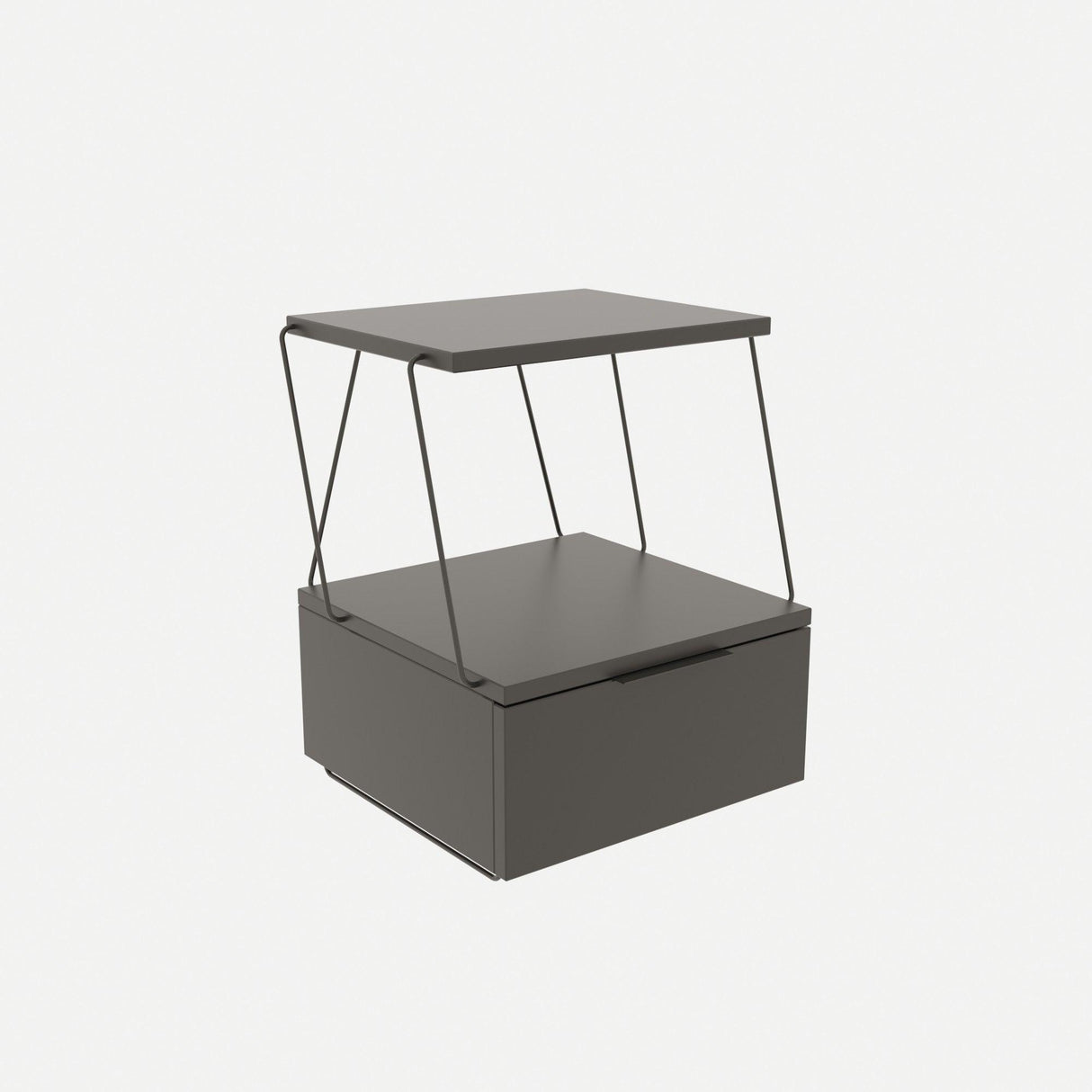 Noptiera Tekoba, Galben - Stejar - Alb - Gri, 42x52x41 cm - Gri