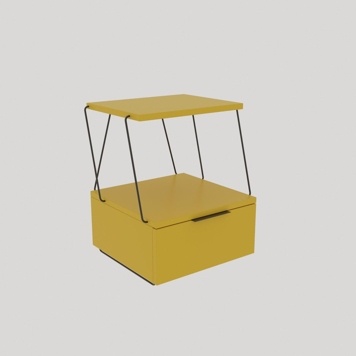 Noptiera Tekoba, Galben - Stejar - Alb - Gri, 42x52x41 cm - Galben