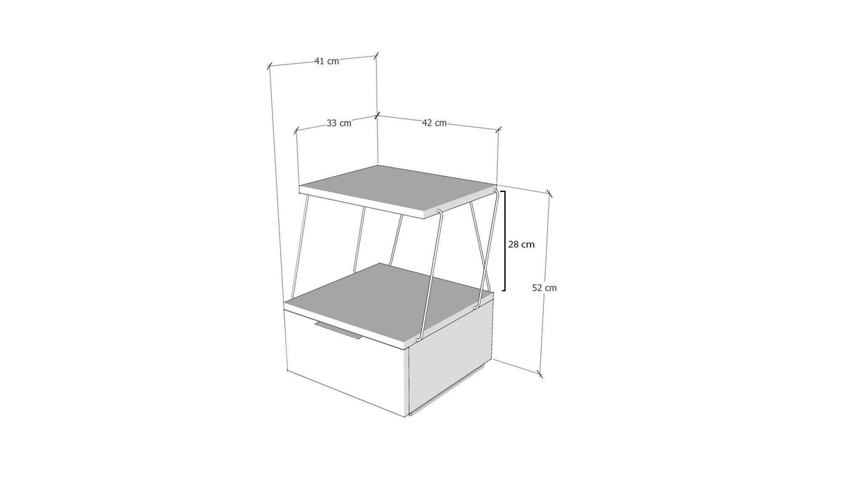 Noptiera Tekoba, Galben - Stejar - Alb - Gri, 42x52x41 cm - Galben