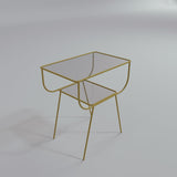 Noptiera William cu Geam si cadru Metal, Aur, 45x50x30 cm