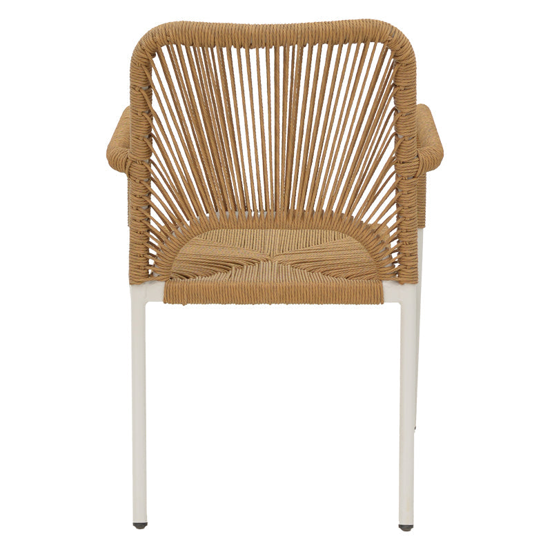 Norture fotoliu stivuibil din aluminiu cadru alb-rattan, Natural, 57x61x85 cm