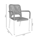 Norture fotoliu stivuibil din aluminiu cadru alb-rattan, Natural, 57x61x85 cm