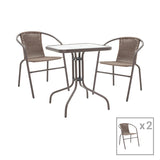 Obbi-Watson set de 3 mese de sufragerie maro din metal-pe ratan, 60x60x70 cm