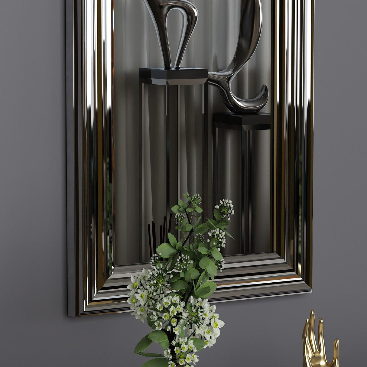 Oglindă Boss - Silver, Argint, 90x30 cm