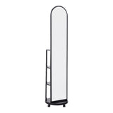 Oglinda pe role cu rafturi Espero, Alb - Negru, 34x170 cm - Oglinda pe role cu rafturi Espero, Alb - Negru, 34x170 cm - 384-000013