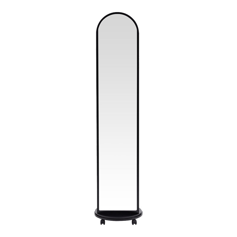 Oglinda pe role cu rafturi Espero, Alb - Negru, 34x170 cm - Negru
