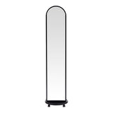 Oglinda pe role cu rafturi Espero, Alb - Negru, 34x170 cm - Negru