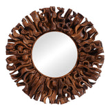 Oglinda cu rama de lemn Adrez Boho, Natural, 70x70 cm