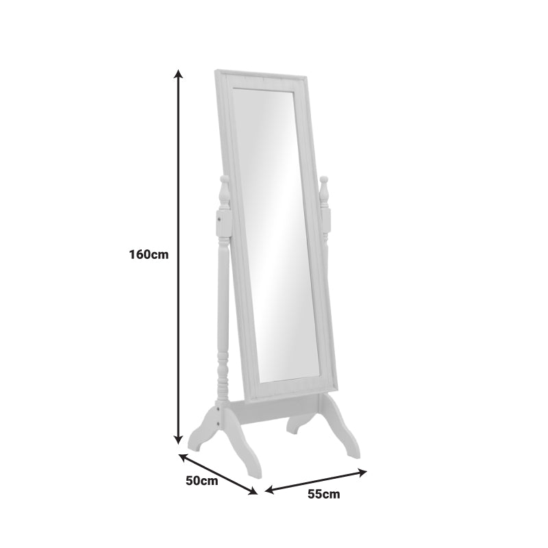 Oglinda cu suport Joliene, Alb, 55x50x160 cm