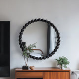 Oglinda decorativa, Lemn, Natural - Negru, 60 cm, 60x5x60 cm - Negru