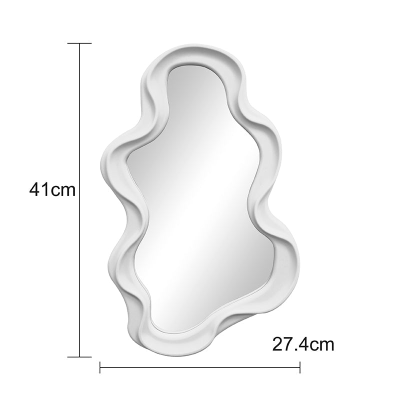 Oglinda decorativa Liquid cu rama, alba, 26x39 cm