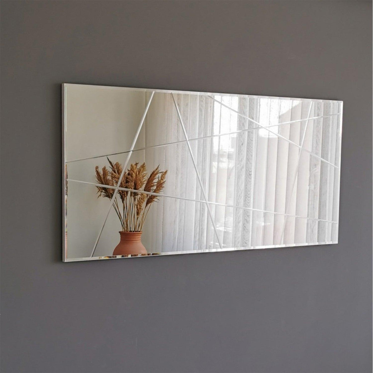Oglinda decorativa Logon, Argint, 130x62x2 cm