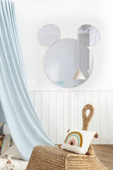 Oglinda decorativa Mickey Mirrorland, roz - alb - galben, 53x50 cm - Alb