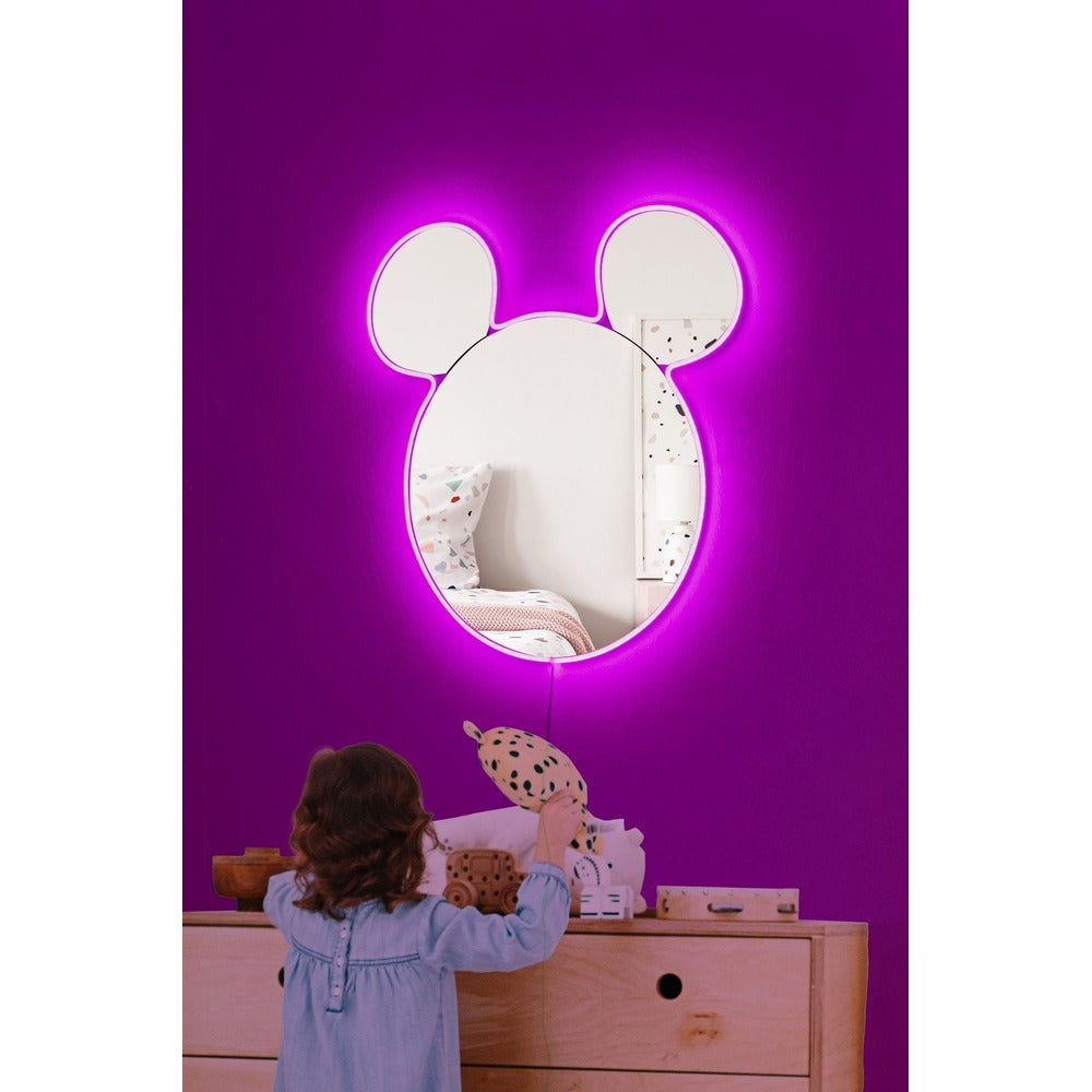Oglinda decorativa Mickey Mirrorland, roz - alb - galben, 53x50 cm - Oglinda decorativa Mickey Mirrorland, roz - alb - galben, 53x50 cm