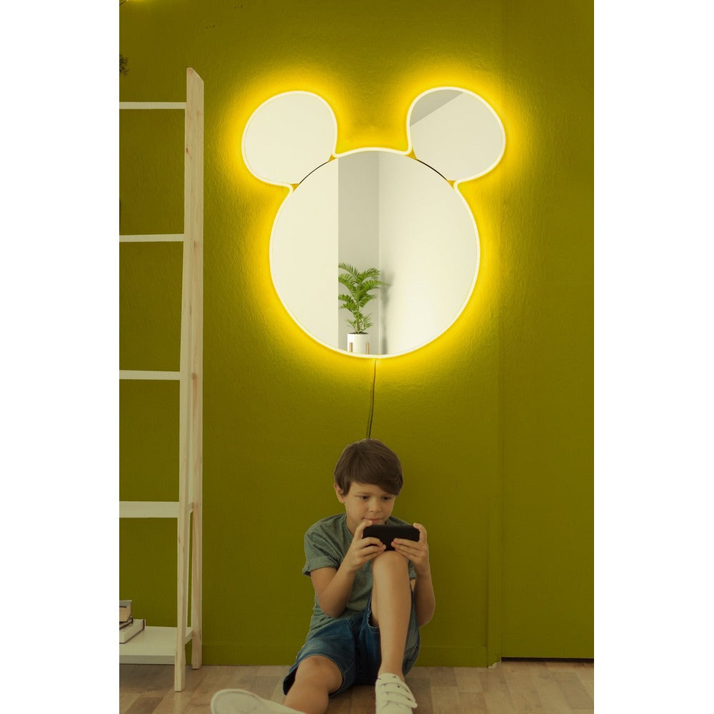 Oglinda decorativa Mickey Mirrorland, roz - alb - galben, 53x50 cm - Yellow