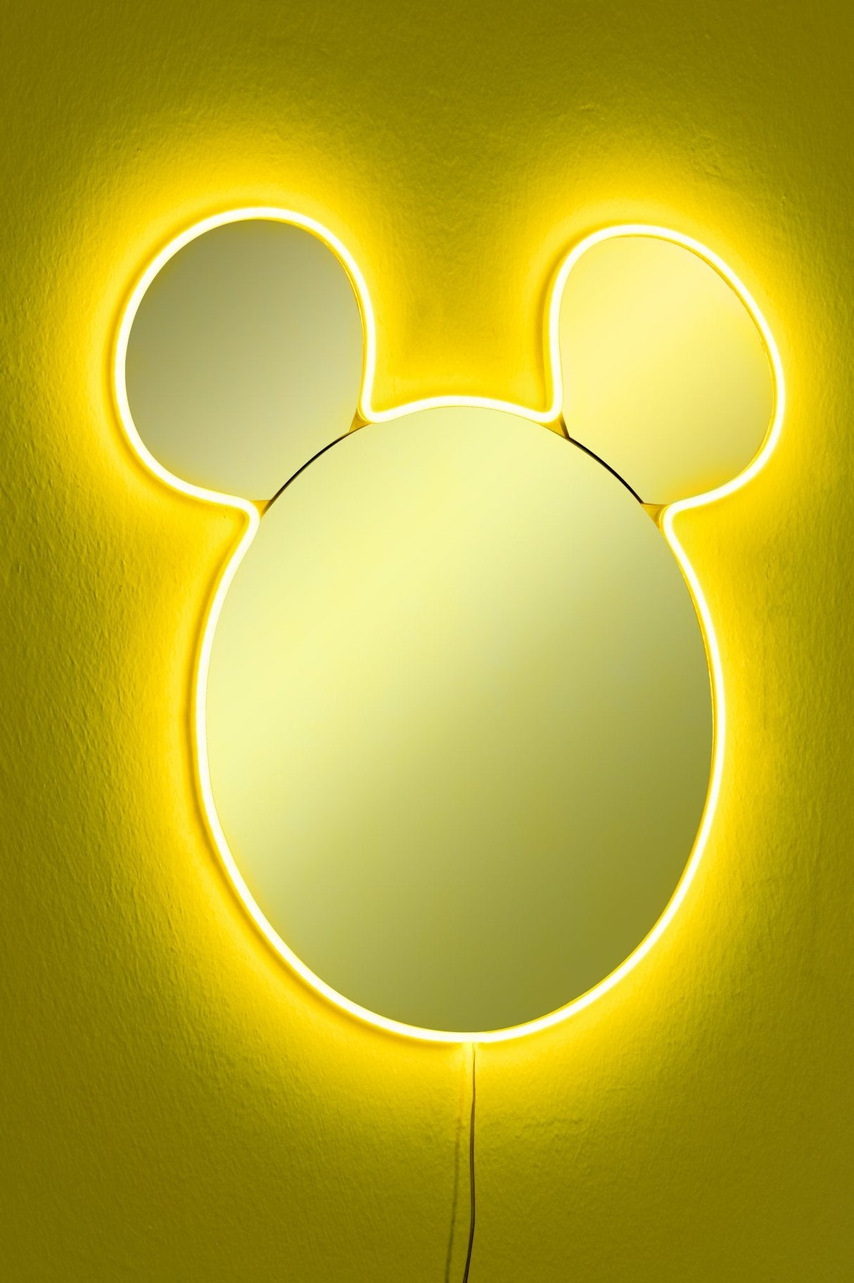 Oglinda decorativa Mickey Mirrorland, roz - alb - galben, 53x50 cm - Yellow