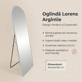 Oglinda Lorens, Aluminiu, Gri - Negru, 46x40x150 cm - Gri
