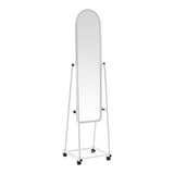 Oglinda pe roti cu raft Lomna, Alb - Negru, metal/, 38x37x160 cm - Alb
