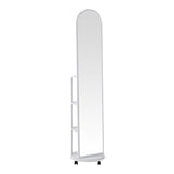 Oglinda pe role cu rafturi Espero, Alb - Negru, 34x170 cm - Oglinda pe role cu rafturi Espero, Alb - Negru, 34x170 cm