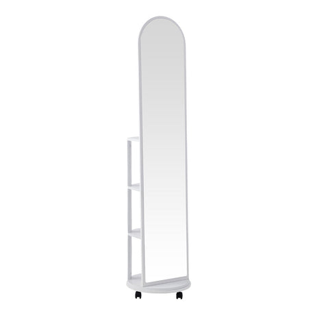 Oglinda pe role cu rafturi Espero, Alb - Negru, 34x170 cm
