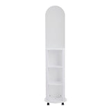 Oglinda pe role cu rafturi Espero, Alb - Negru, 34x170 cm - Alb