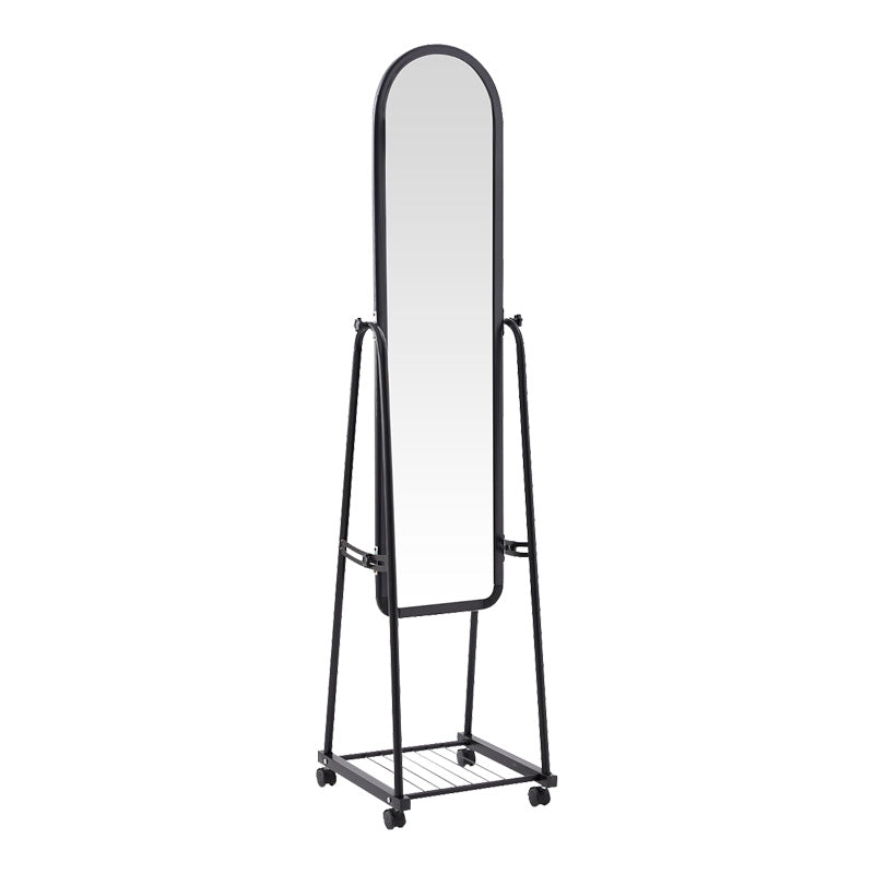 Oglinda pe roti cu raft Lomna, Alb - Negru, metal/, 38x37x160 cm - Oglinda pe roti cu raft Lomna, Alb - Negru, metal/, 38x37x160 cm