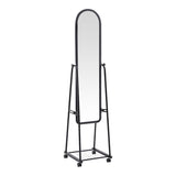 Oglinda pe roti cu raft Lomna, Alb - Negru, metal/, 38x37x160 cm - Oglinda pe roti cu raft Lomna, Alb - Negru, metal/, 38x37x160 cm