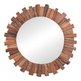 Oglinda Rounder lemn de tec, Natural, 100x100 cm