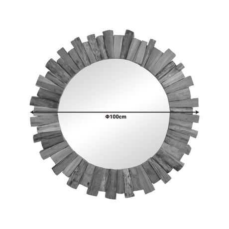 Oglinda Rounder lemn de tec, Natural, 100x100 cm