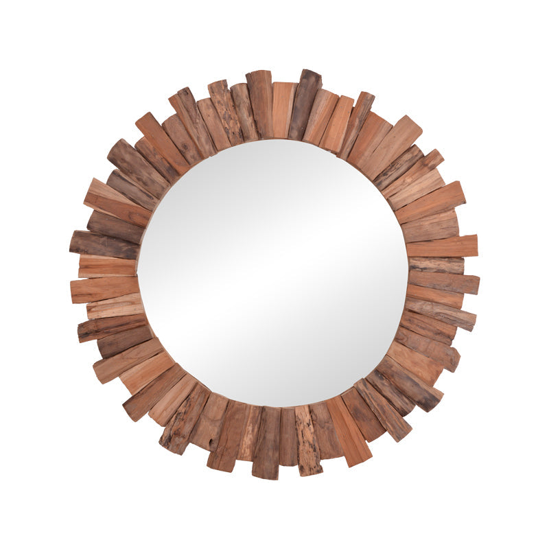 Oglinda Rounder lemn de tec, Natural, 80x80 cm
