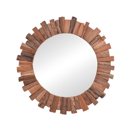 Oglinda Rounder lemn de tec, Natural, 80x80 cm