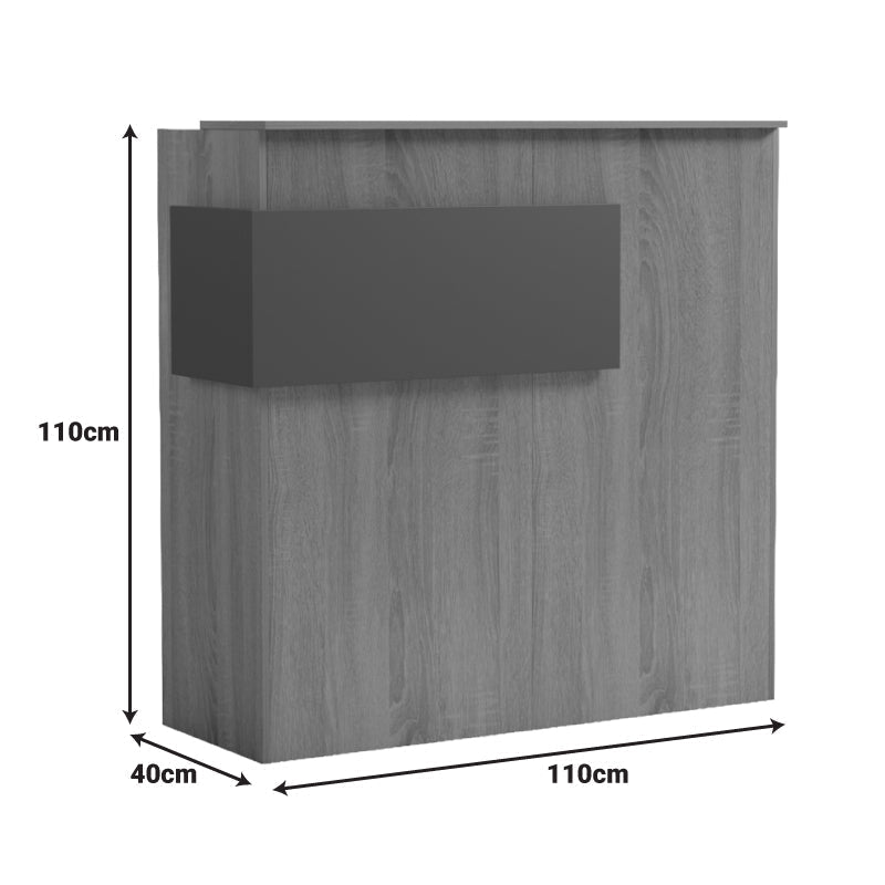 Receptie Optima cu LED, 110x40x110 cm - Sonoma-White Marble