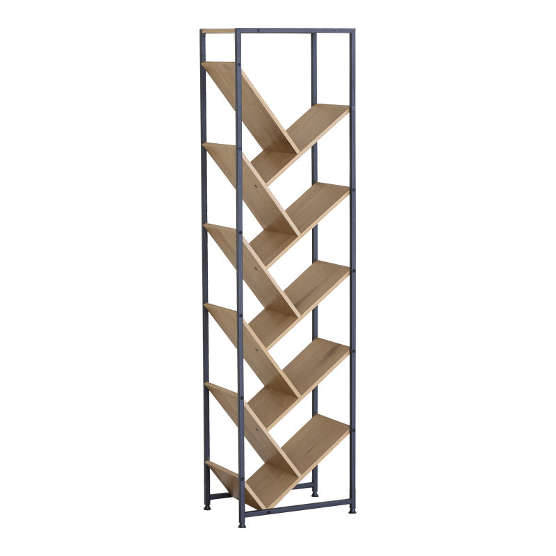 Orunta stejar-negru metal Bibliotecă, Wild Oak - Negru, 40x27x150 cm