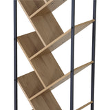 Orunta stejar-negru metal Bibliotecă, Wild Oak - Negru, 40x27x150 cm