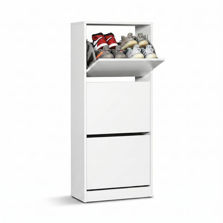 Pantofar SHC-330-BB-1 Home Collection® Compact Plus, 12 Perechi, 3 Compartimente, Alb - Stejar - Mov, 51x119x26 cm