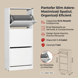 Pantofar SHC-330-BB-1 Home Collection® Compact Plus, 12 Perechi, 3 Compartimente, Alb - Stejar - Mov, 51x119x26 cm - Alb | SKU: SHC-330-BB-1, SHC-330-FF-1, SHC-330-UU-1