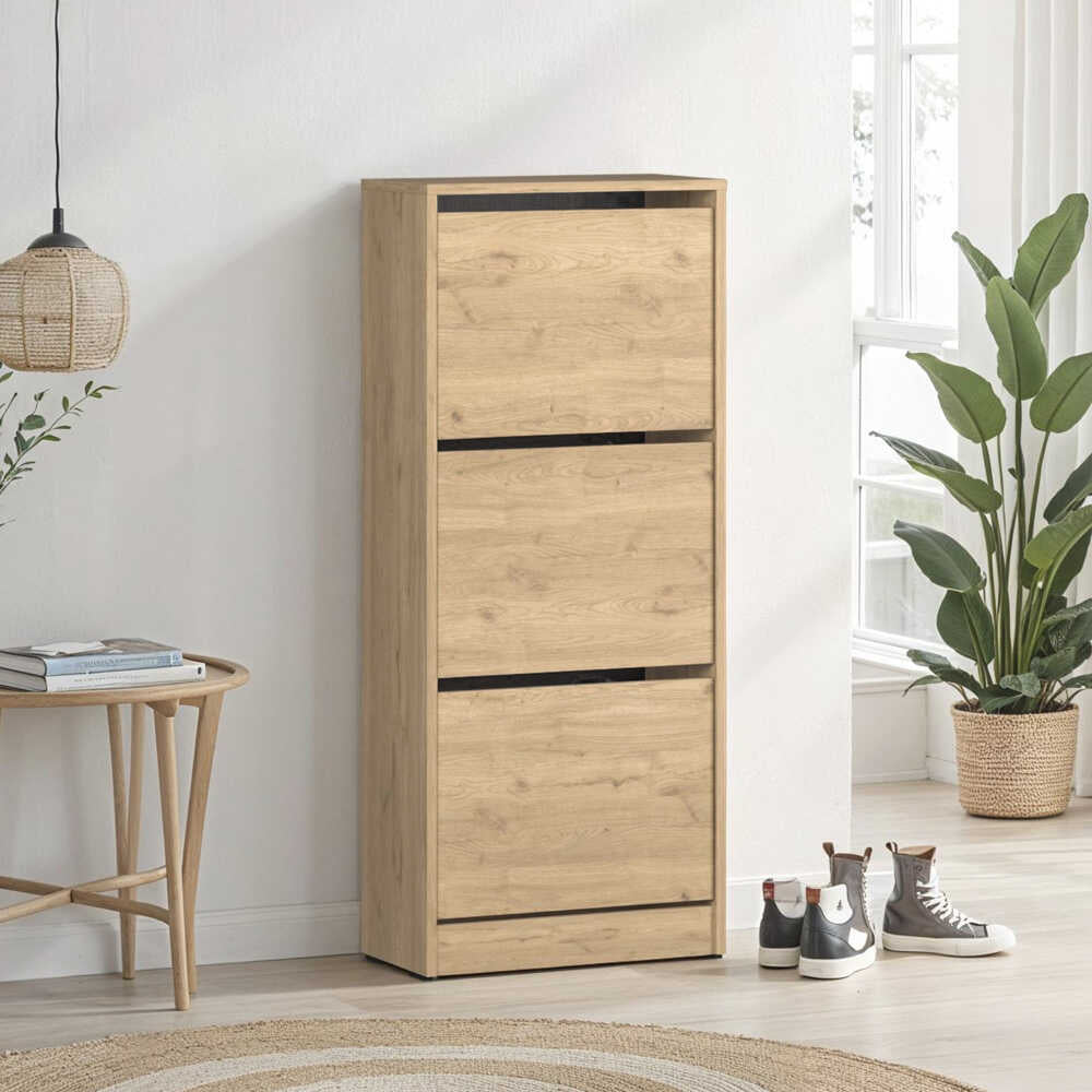 Pantofar SHC-330-BB-1 Home Collection® Compact Plus, 12 Perechi, 3 Compartimente, Alb - Stejar - Mov, 51x119x26 cm - Stejar | SKU: SHC-330-FF-1