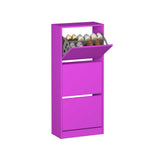 Pantofar SHC-330-BB-1 Home Collection® Compact Plus, 12 Perechi, 3 Compartimente, Alb - Stejar - Mov, 51x119x26 cm - Mov | SKU: SHC-330-BB-1, SHC-330-FF-1, SHC-330-UU-1